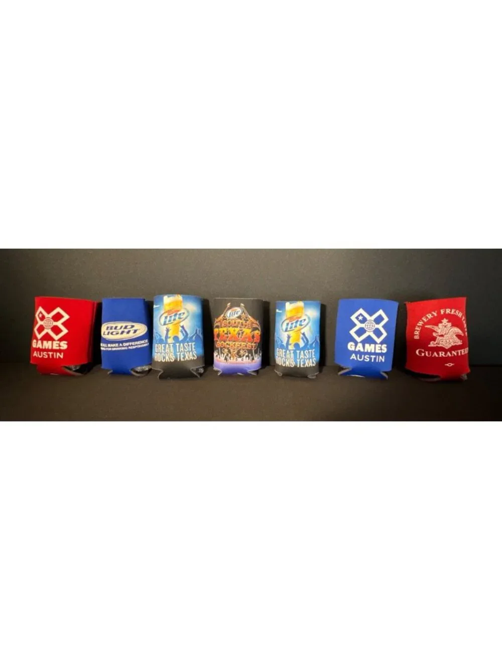 Koozies Lot of 7 Miller Lite Cans South Texas Rockfest 2008 Austin X Games Beer